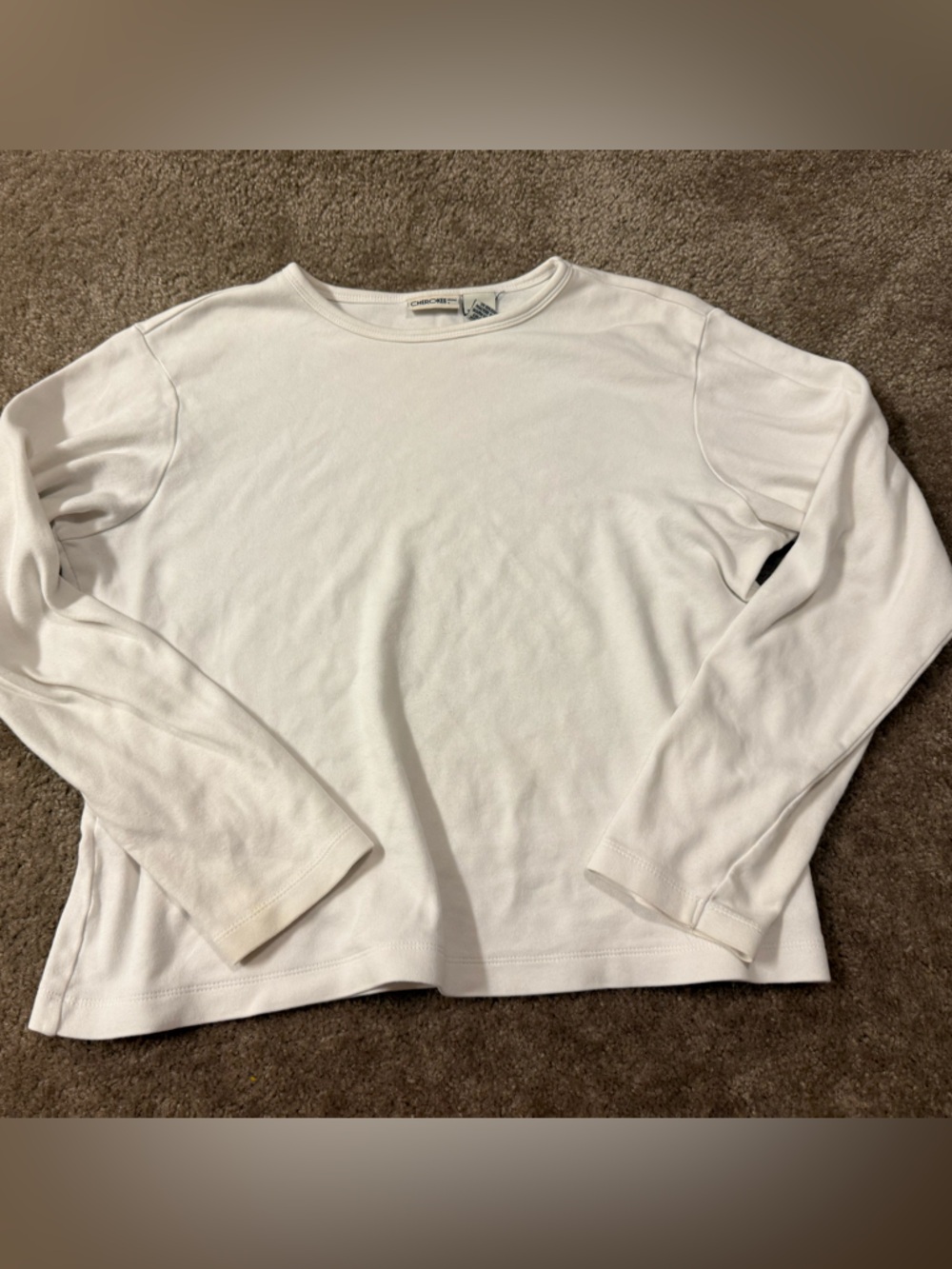 Cherokee White Long Sleeve Crewneck Tee Medium